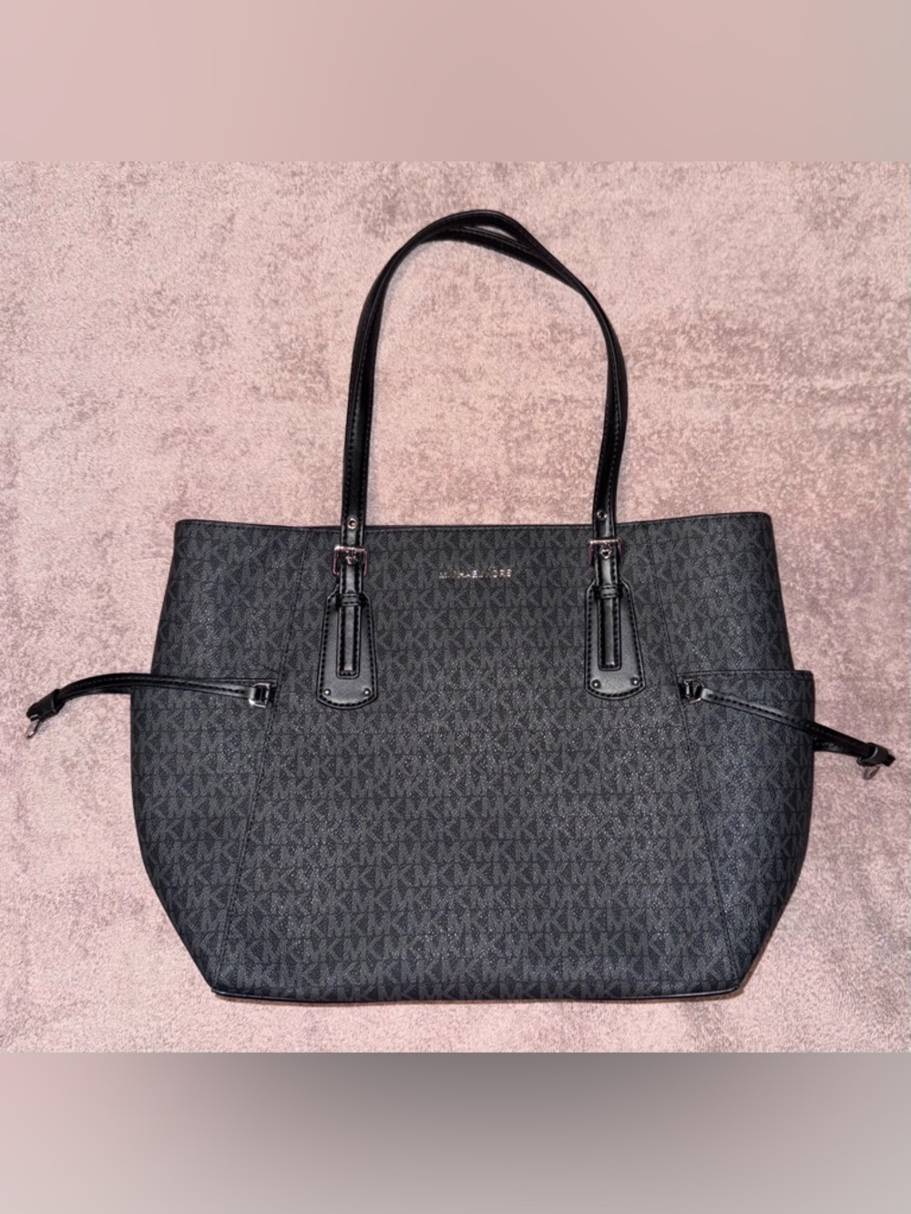 Michael Kors Black MK Logo Shoulder Tote